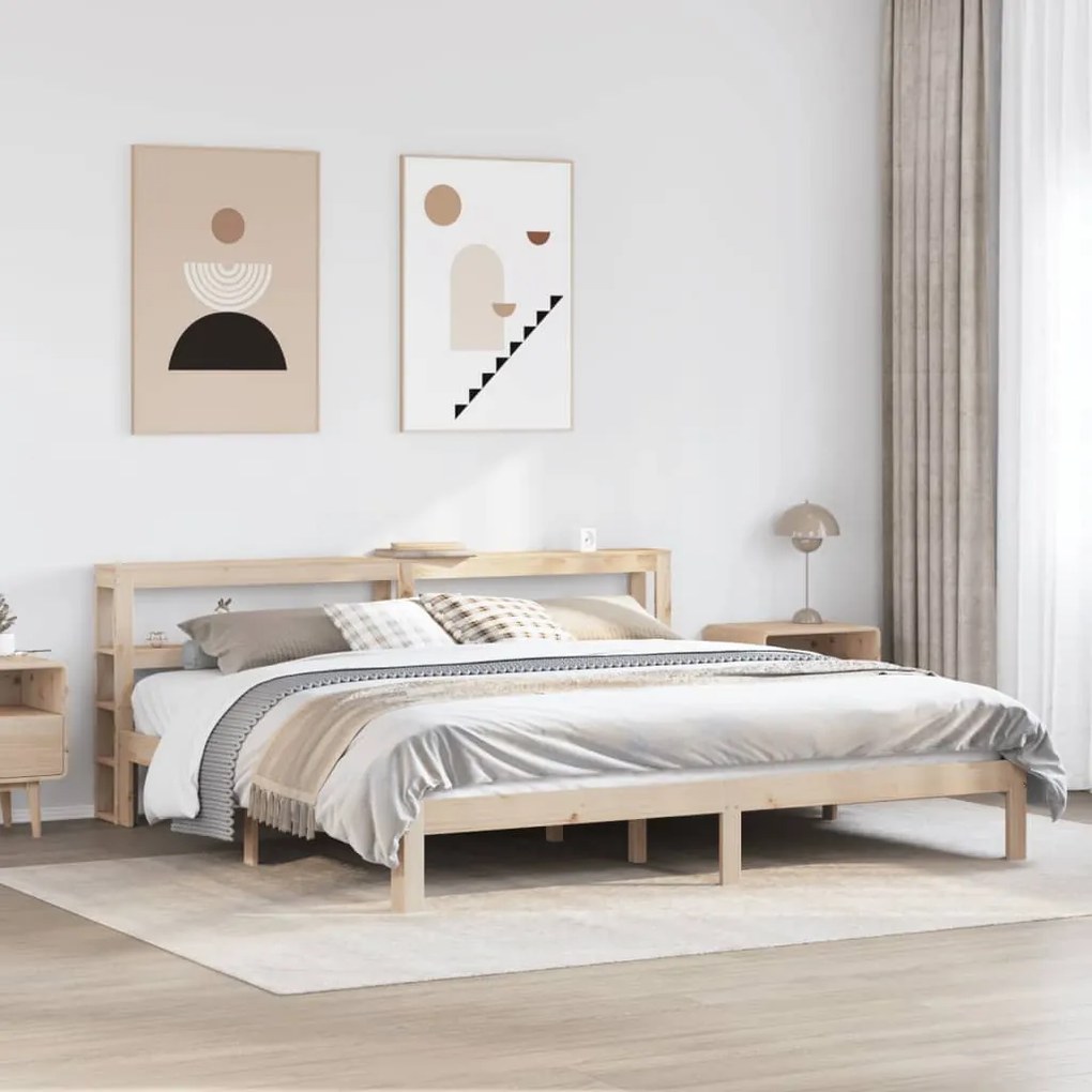 vidaXL Cadru pat cu tăblie 200x200 cm, lemn masiv de pin