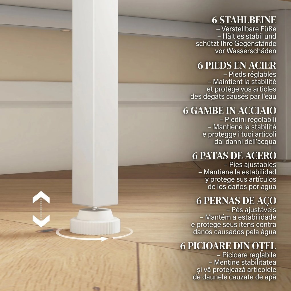 HOMCOM Dulap Modern de Depozitare cu Ușă din Plasă, 4 Compartimente Deschise și Raft Reglabil, 120x37x81.5 cm, Alb | Aosom Romania