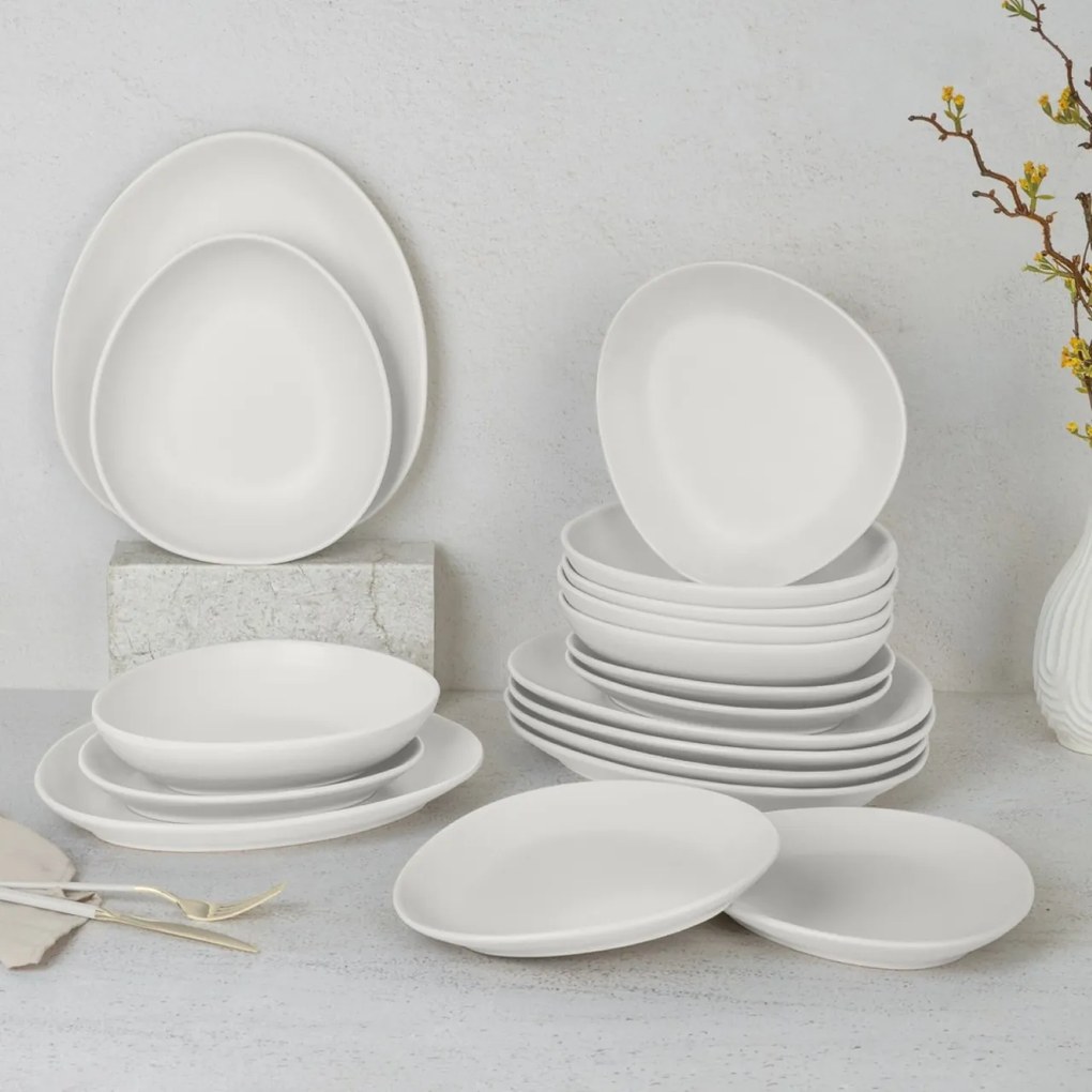 Set farfurii ovale 18 piese Sahara Berlinger Haus BH 10020, crem, moderne