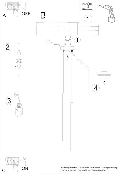 Lustră pe cablu Sollux SL.1305 PASTELO 2xG9/8W/230V auriu