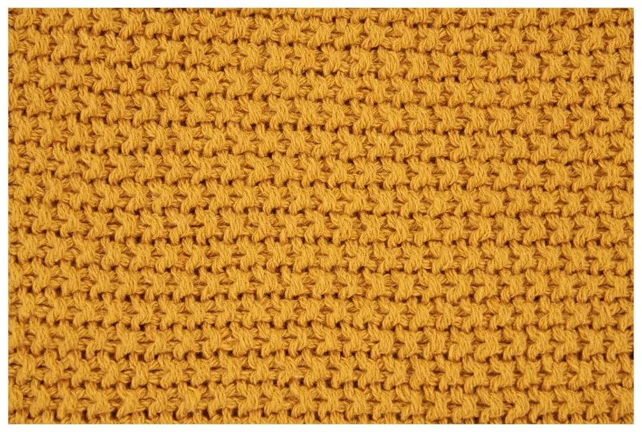 Pătură galbenă din bumbac reciclat tricotată 130x170 cm Santos – House Nordic