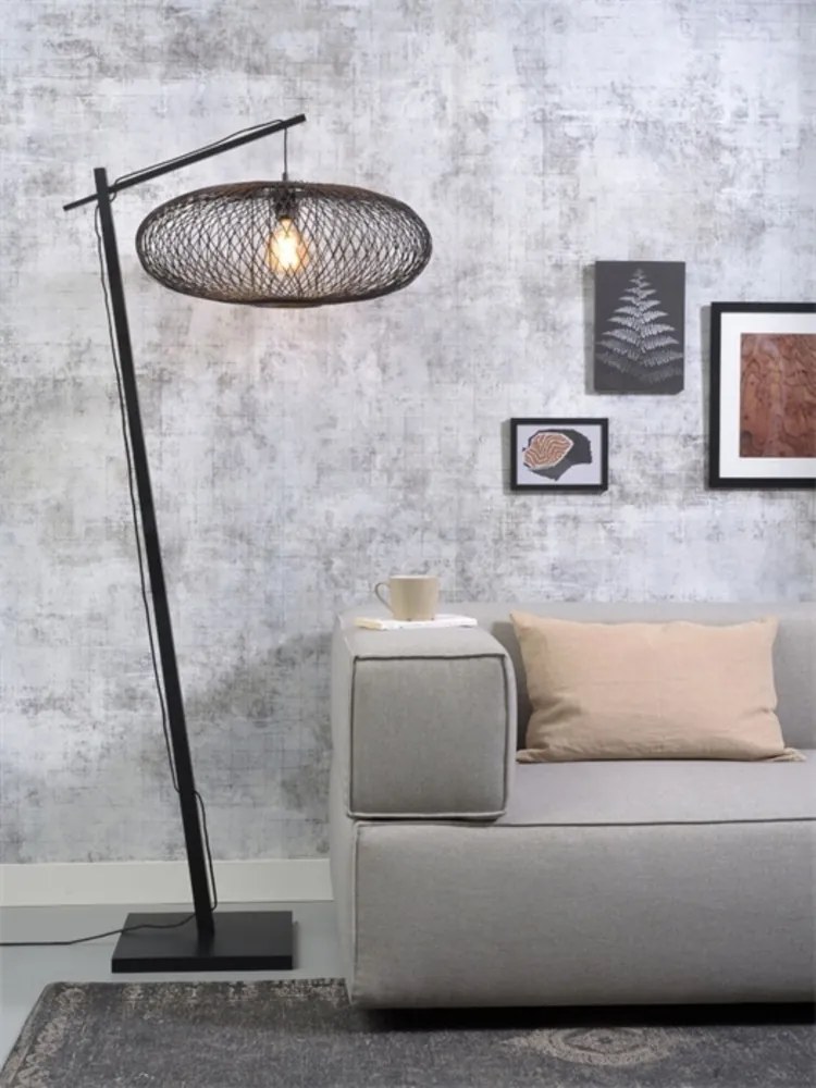 Lampadar eco din bambus Cango negru, 60x25cm