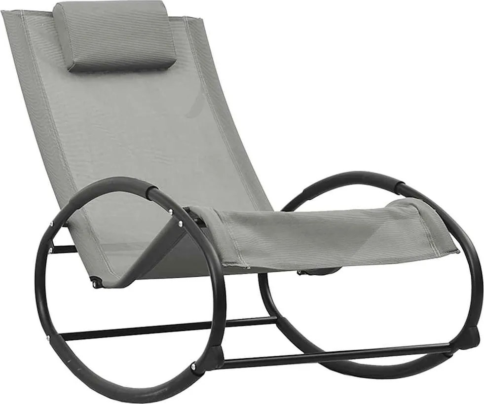 vidaXL Șezlong cu pernă, gri, oțel și textilenă