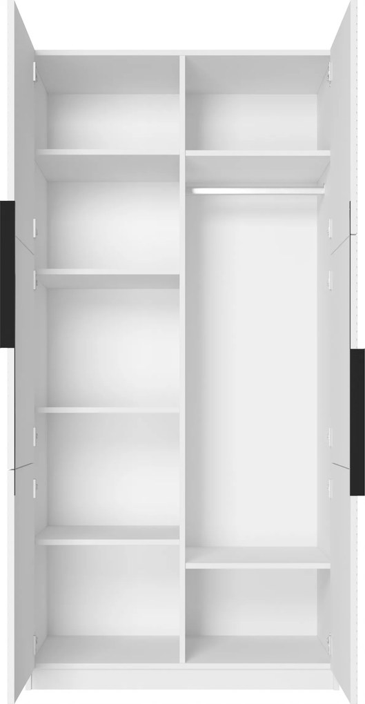 Dulap Asha 100 cm și mânere metalice - alb mat / mânere negre