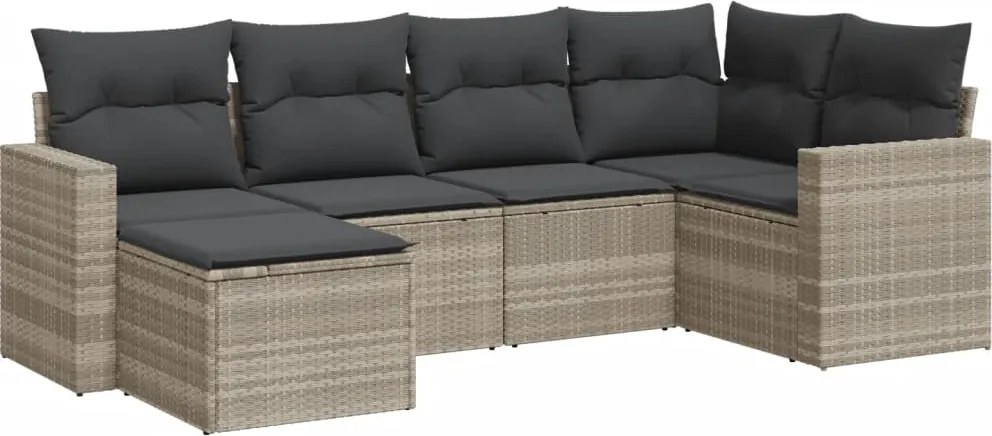 vidaXL Set canapele de grădină cu perne, 6 piese gri deschis poliratan