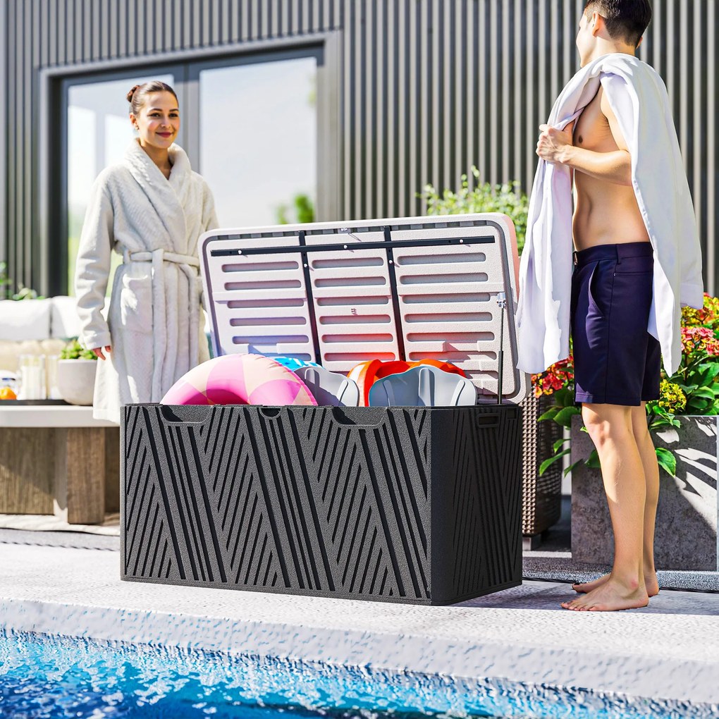 Outsunny Cutie de Depozitare Impermeabilă pentru Exterior cu Capac și Mânere, 115x60x60 cm, Negru | Aosom Romania
