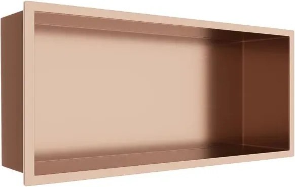Raft incastrat dreptunghiular Balneo Wall-Box One cu rama 45x20x10 cm cupru lucios