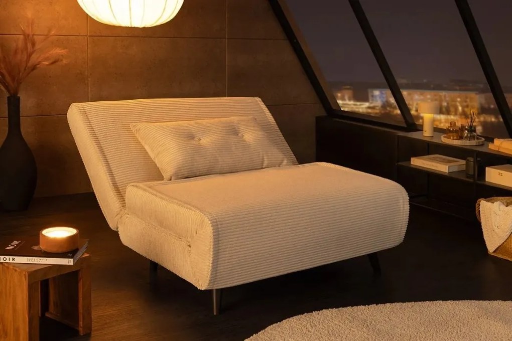 Fotoliu Pat SMART MULTIFUNCTION 100cm catifea raiata bej