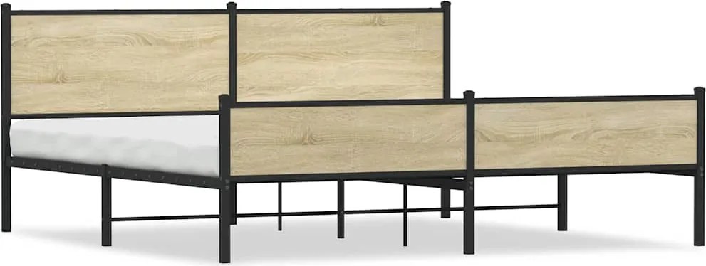 vidaXL Cadru de pat metalic fără saltea, stejar sonoma, 193x203 cm