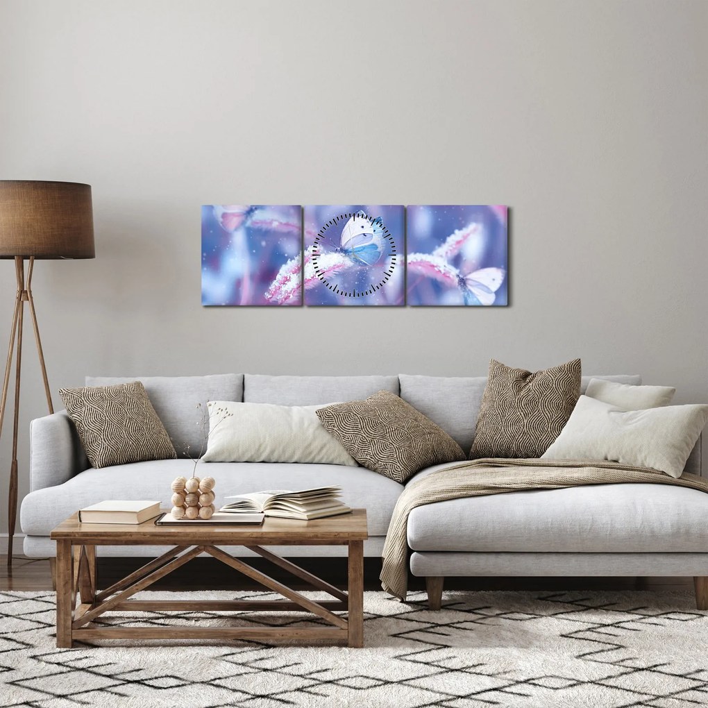 Tablou - Fluturi iarna (cu ceas) (90x30 cm)