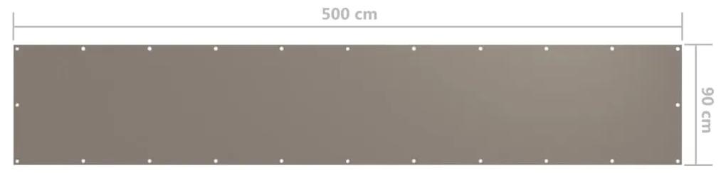 Paravan de balcon, gri taupe, 90x500 cm, tesatura oxford Gri taupe, 90 x 500 cm