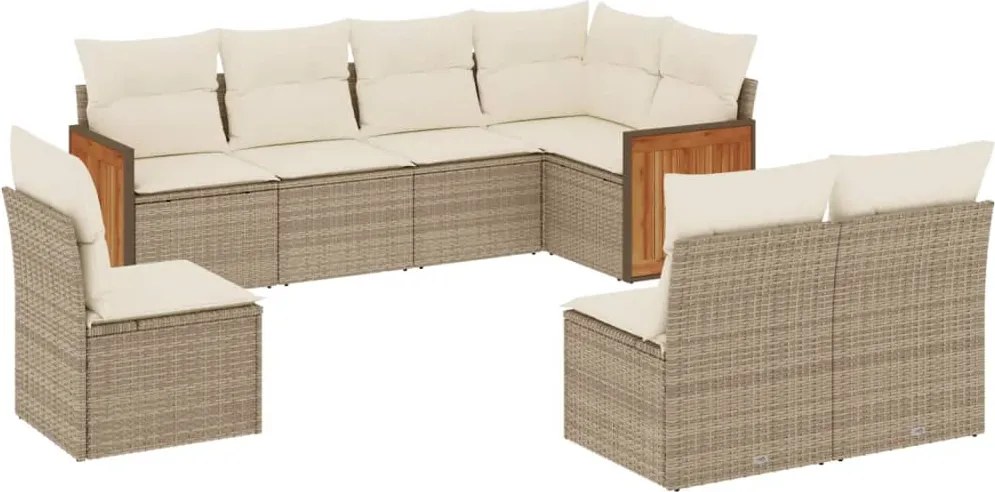 vidaXL Set canapele de grădină, 8 piese, cu perne, bej, poliratan