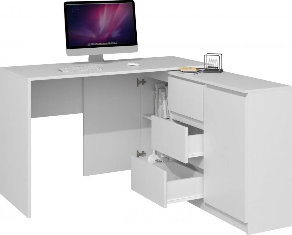 Drohmo Plus 2D3S, masă birou cu dulap, alb