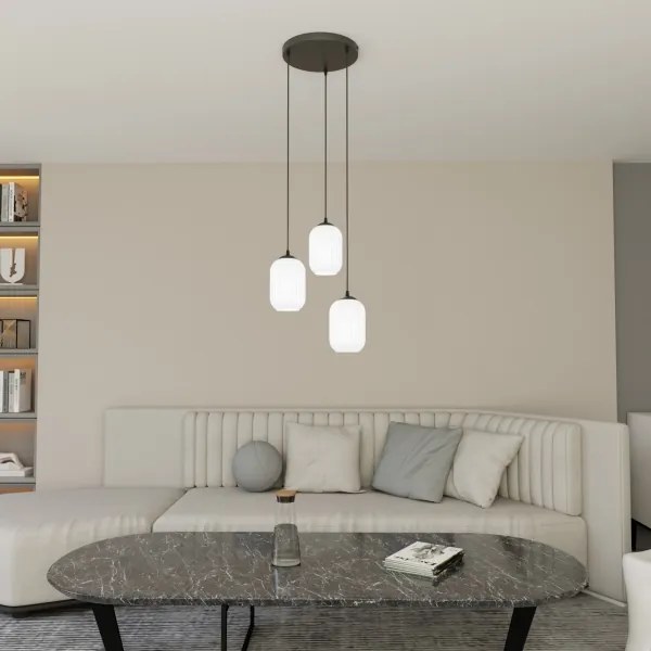 Lustră pe cablu VERDI 3xE27/15W/230V d. 30 cm negru/alb