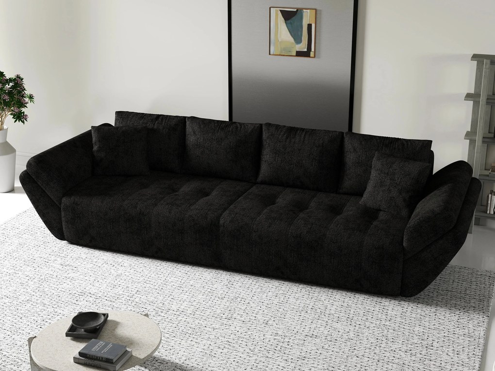 Canapea extensibilă dumonde cu ladă de depozitare si sezut confortabil din spuma high-density, Berlin Enjoy Black 300x100 cm