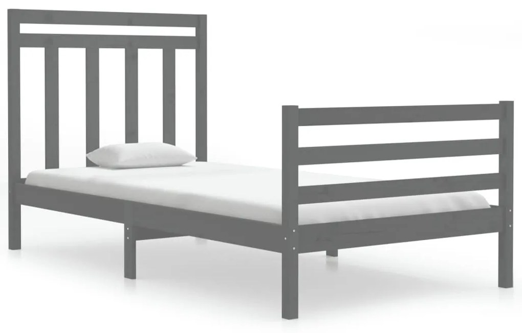 3105307 vidaXL Cadru de pat, gri, 100x200 cm, lemn masiv