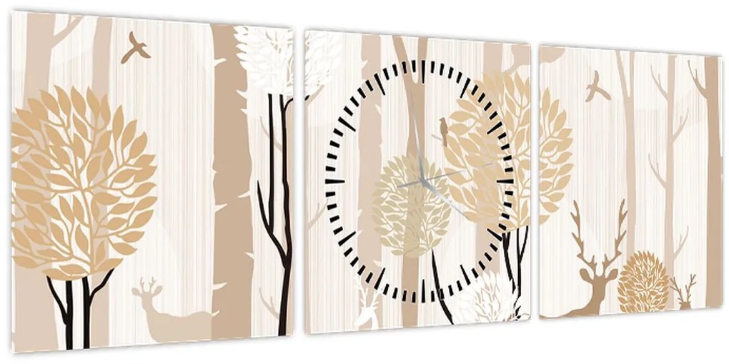 Tablou - Pădure ilustrată (cu ceas) (90x30 cm)