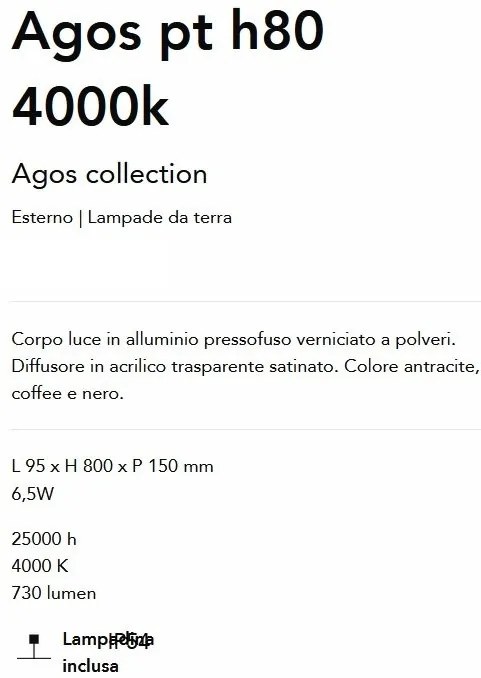 Stalp LED iluminat exterior modern Agos pt h80 4000k negru