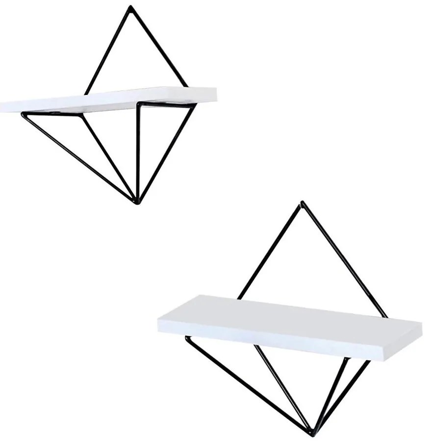 Set de 2 rafturi DIA, alb/negru