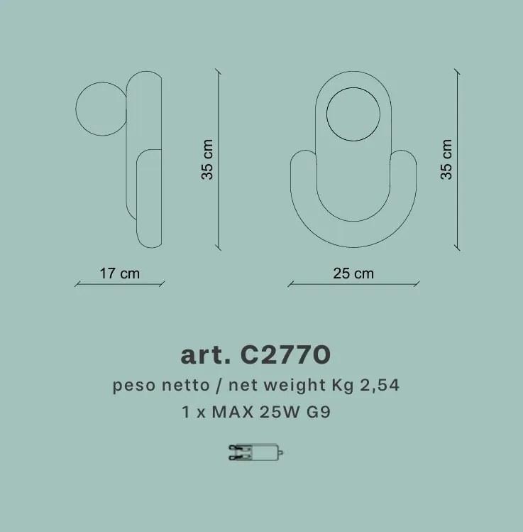 Aplica din ceramica design italian realizata manual Eclair