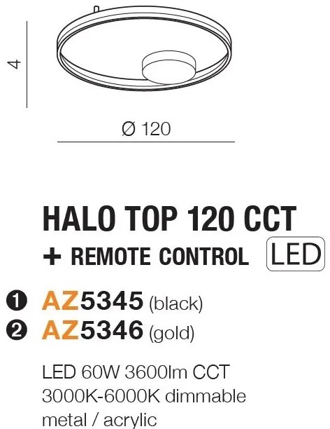Lustra LED XXL cu telecomanda design modern circular HALO TOP 120 CCT BK