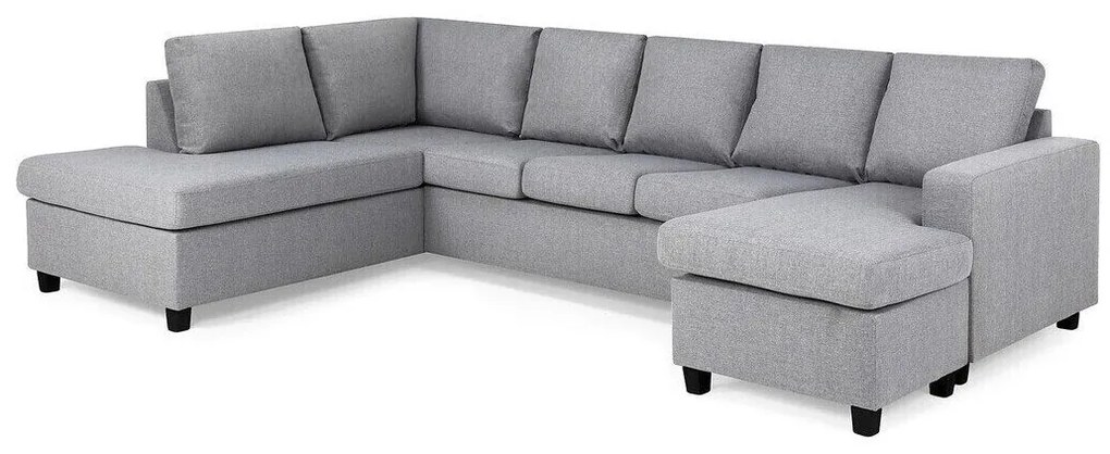 Colțar Scandinavian Choice C174Gri deschis, Negru, 300x195x92cm, 130 kg, Picioare: Plastic