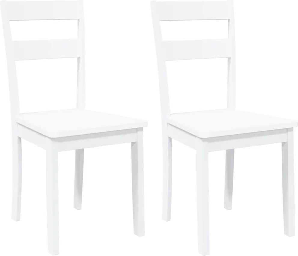 vidaXL Scaune de sufragerie 2 buc Cauciuc din lemn masiv alb