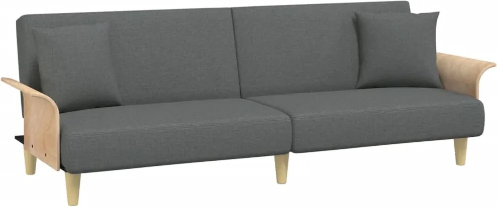 vidaXL Canapea extensibilă cu cotiere, gri închis, textil