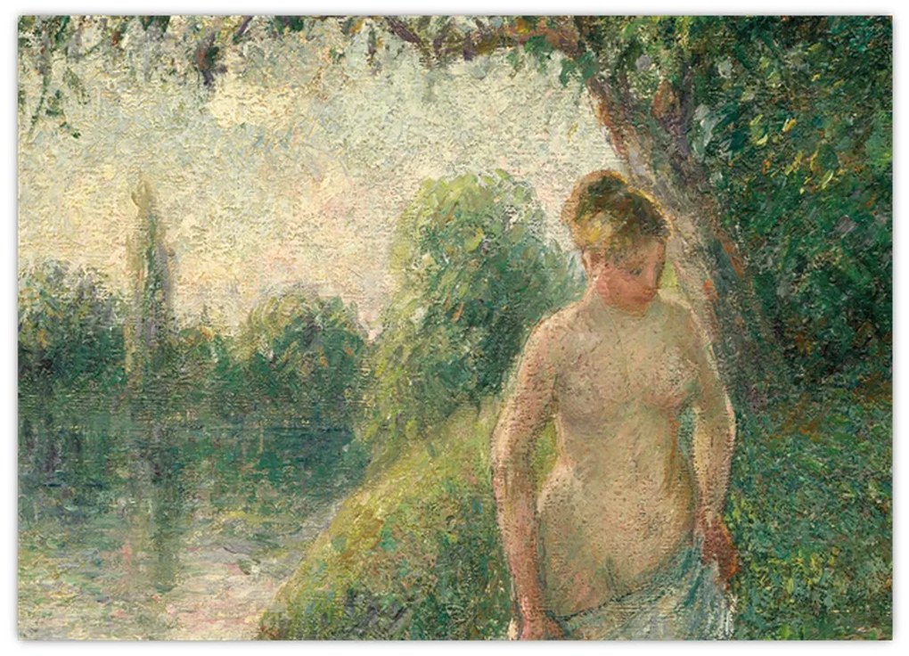 Tablou pe sticlă - Camille Pissarro, The Bather, reproducere (70x50 cm)