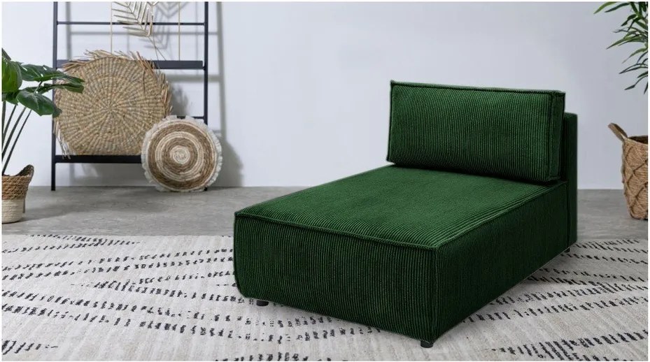 Modul pentru canapea verde cu tapițerie din catifea reiată (cu colț variabil) Nihad modular – Bobochic Paris