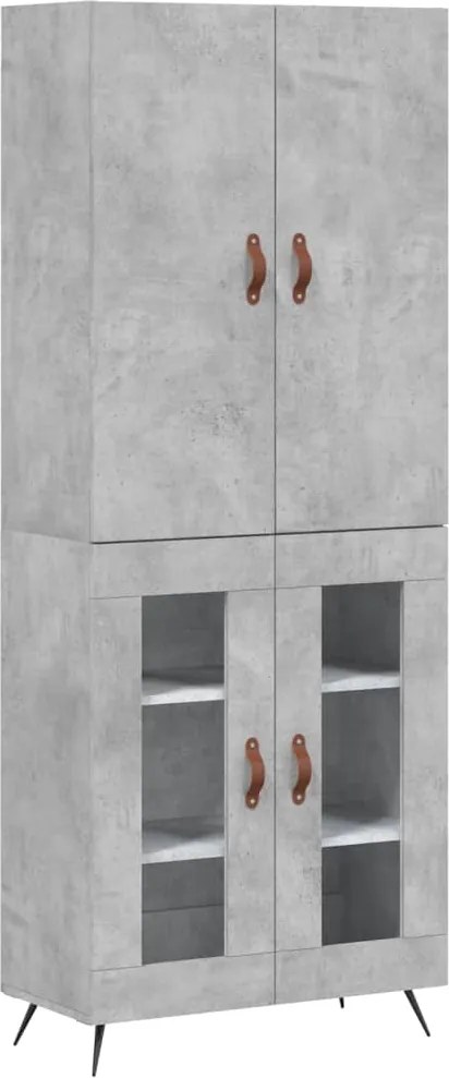 vidaXL Dulap înalt, gri beton, 69,5x34x180, lemn compozit