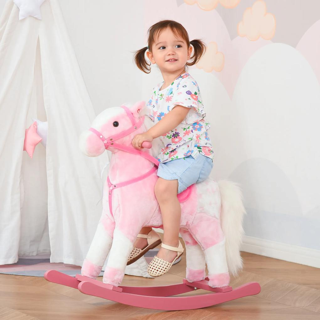 HOMCOM calut tip balansoar, leagan pentru copii, jucarie moale 74x28x65 cm, roz | AOSOM RO