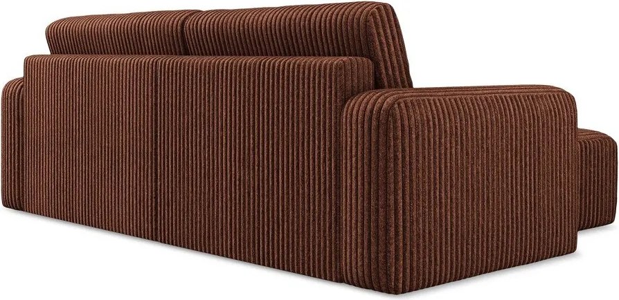 Colțar teracotă extensibil/cu spațiu de depozitare cu tapițerie din catifea reiată (cu colț pe partea stângă/cu șezlong) Kona – Makamii