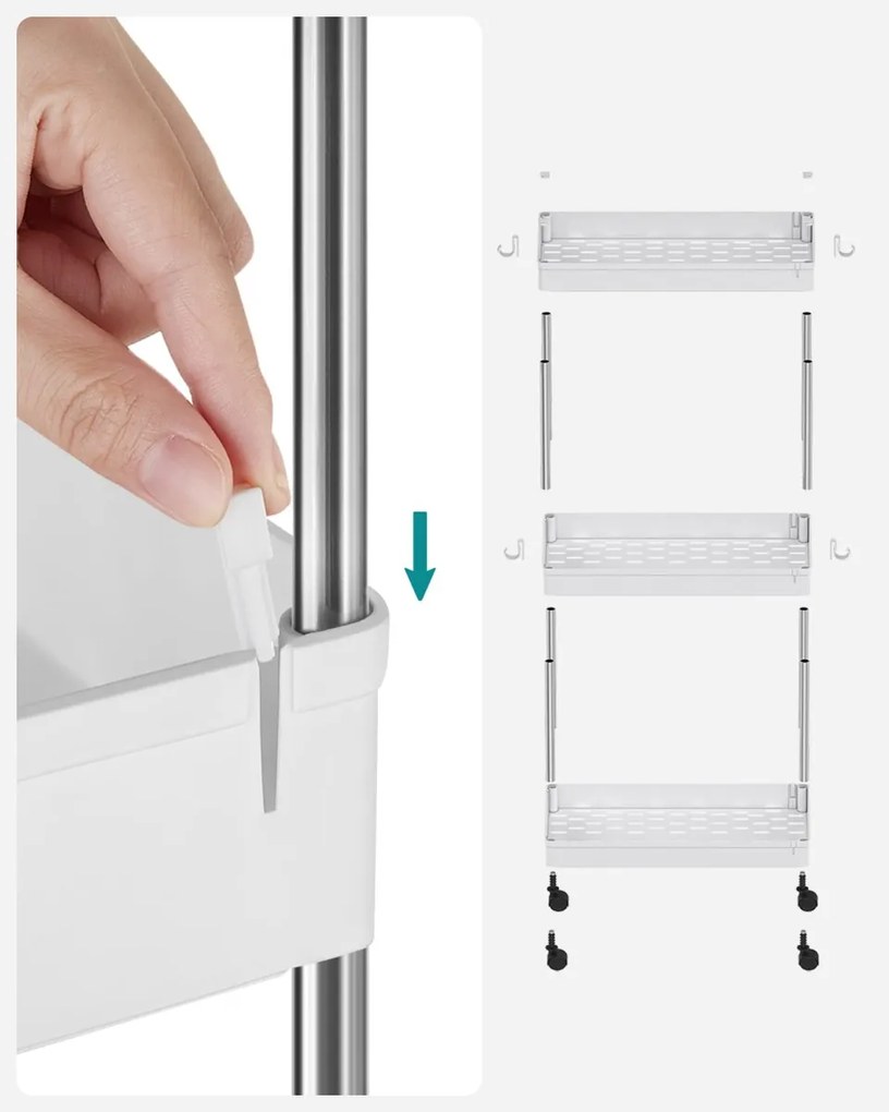 Raft multifunctional pe roti MOBIX cu 3 cosuri, alb