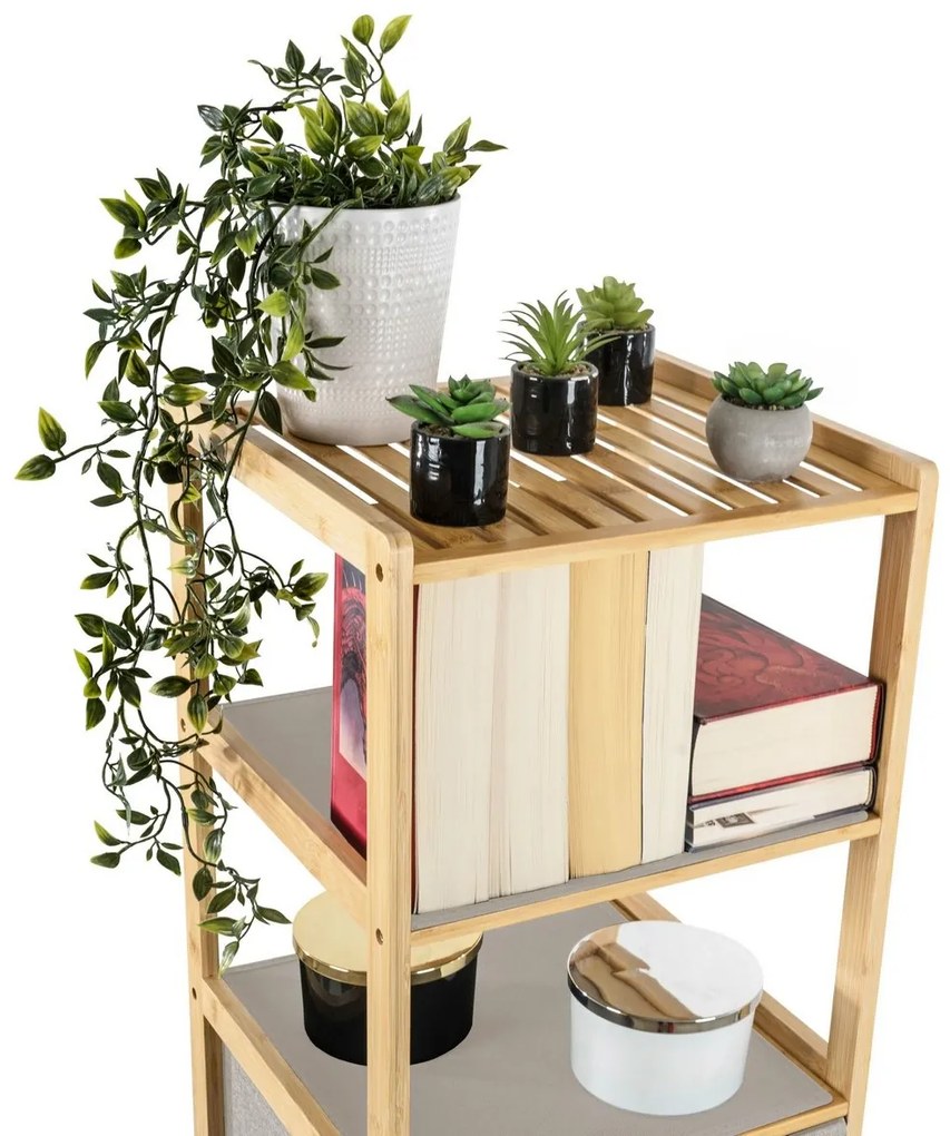 Raftier din bambus cu coșuri G21, 5 etajere, bej, 5 etaje