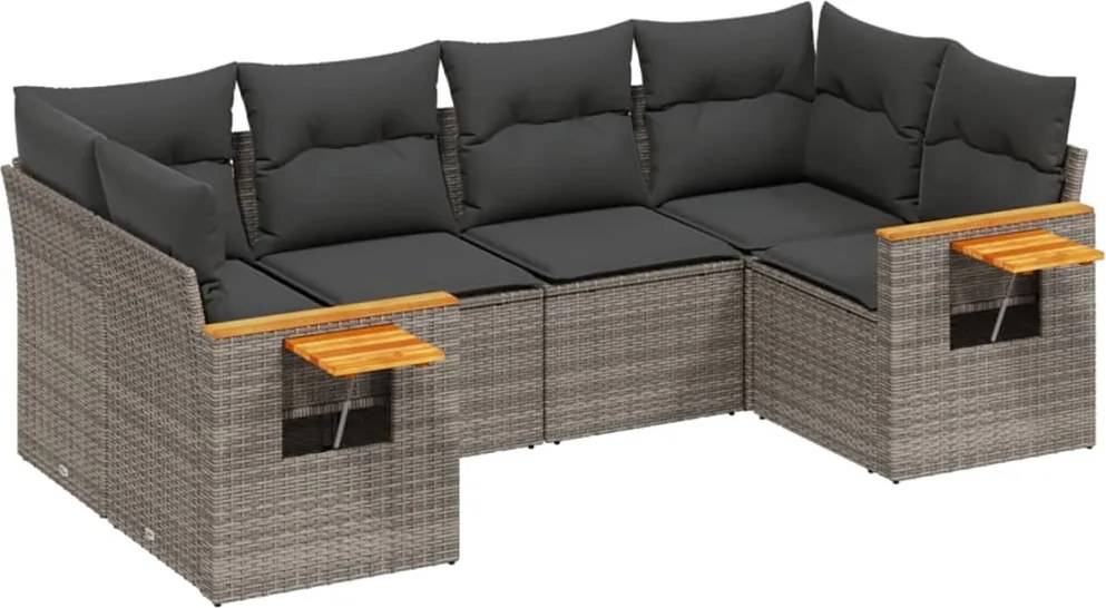 vidaXL Set mobilier grădină cu perne, 6 piese, gri, poliratan