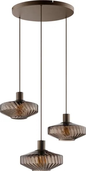 Brilliant - Lustru suspendat pe cablu LYN 3xE27/20W/230V Ø 69 cm maro/maro fumuriu