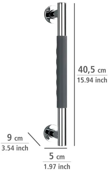 WENKO 23284100-Mâner SECURA 40,5x9 cm inox/antracit/crom lucios
