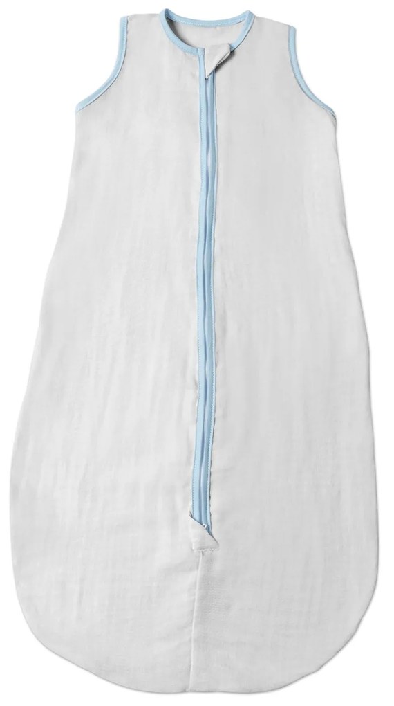 Sac de dormit de vara pentru copii din muselina dubla 3-18 luni Kidizi grey blue, 0.3 tog