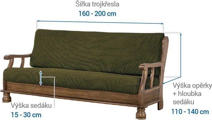 Nueva Textura Huse care se întind foarte bine NIAGARA verzi 3fotoliu cu manere de lemn (l. 160 - 200 cm)