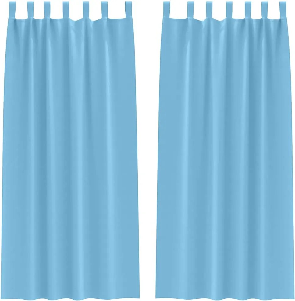 vidaXL Perdele Opaque cu Inel 2 pcs Albastru deschis 245 x 140 cm