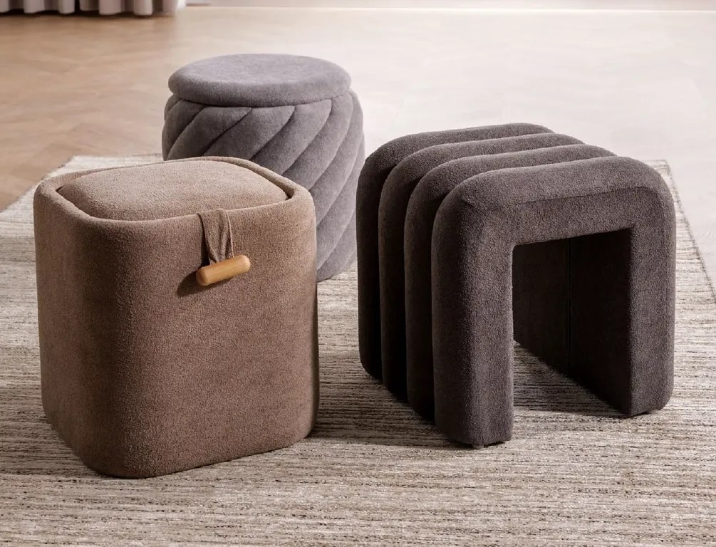 Taburet gri NAP cu spatiu de depozitare 37x37 cm