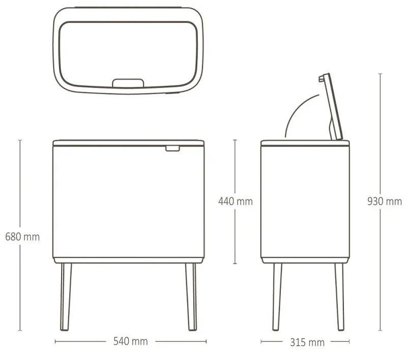 Brabantia Bo Touch 1005547, 11+23 l, Fierbere lină și silențioasă, Deschidere Golam, Bej