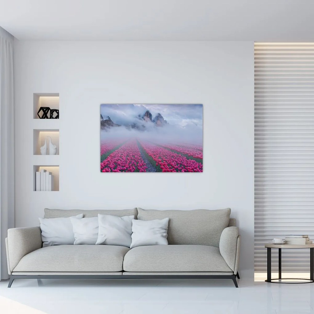 Tablou - Peisaj cu câmpuri de lalele (90x60 cm)