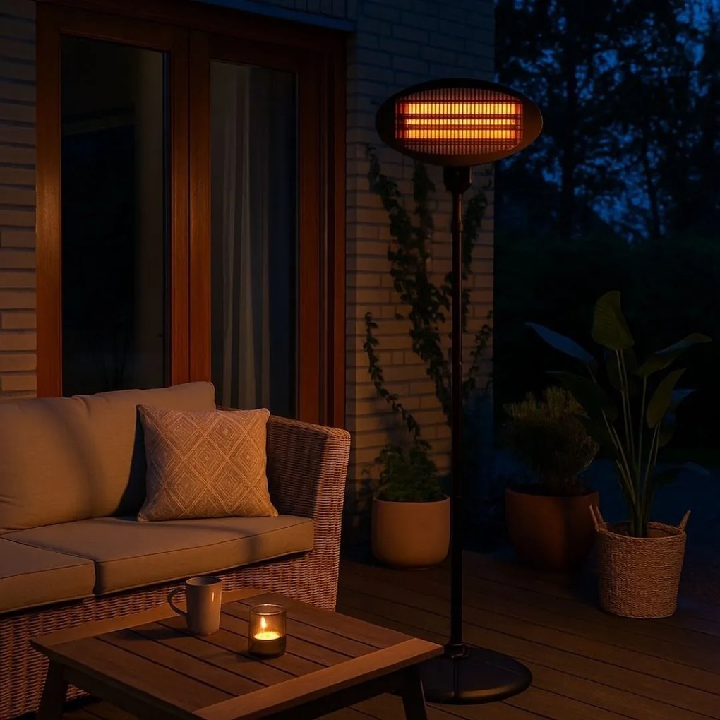 Încălzitor infraroșu de terasă, 2000W, 3 trepte de putere, înălțime reglabilă până la 210 cm, încălzire radiantă
