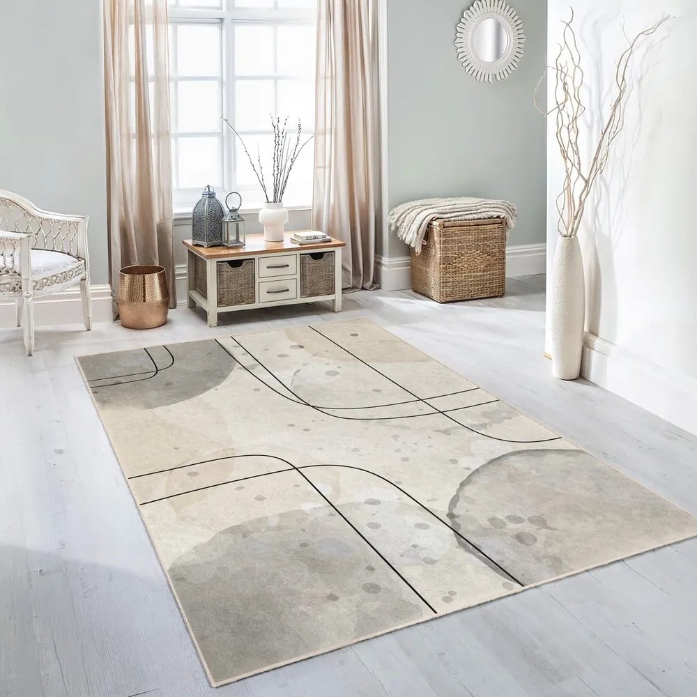 Covor gri/crem lavabil 80x150 cm Simple Lines – Mila Home