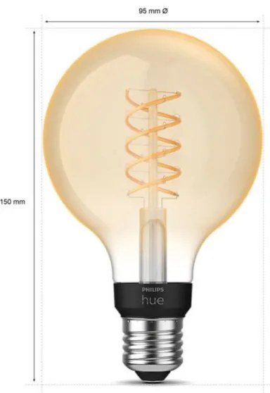 Bec LED dimabil Philips Hue WHITE FILAMENT G93 E27/7,2W/230V 2100K