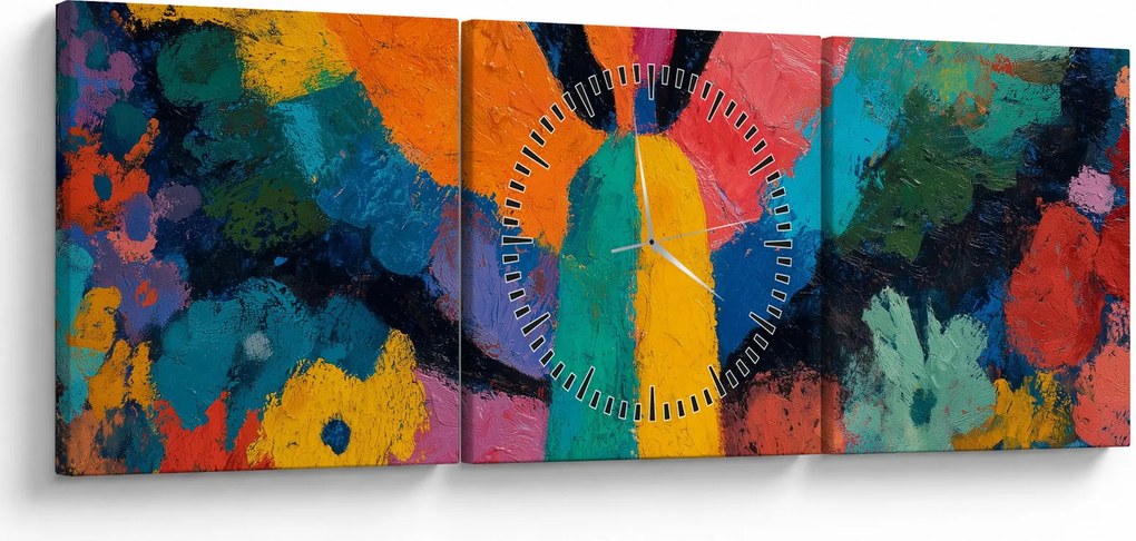 Tablou - Înger abstract cu flori (cu ceas) (90x30 cm)