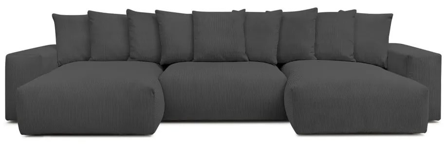 Colțar gri cu tapițerie din catifea reiată Voltaire – Bobochic Paris