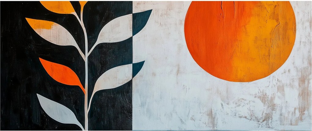 Tablou - Abstracție cu plantă și soare (120x50 cm)